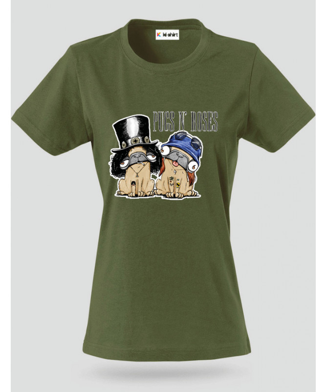 pugsnrosesdog T-shirt Basic Donna