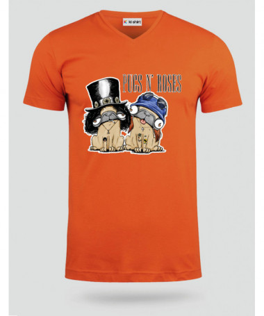 pugsnrosesdog T-shirt Scollo V
