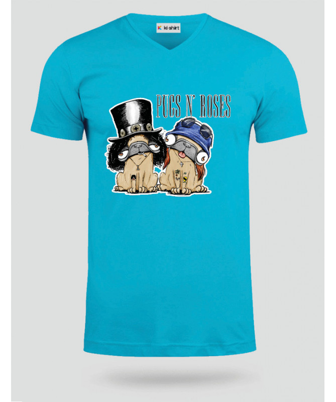 pugsnrosesdog T-shirt Scollo V