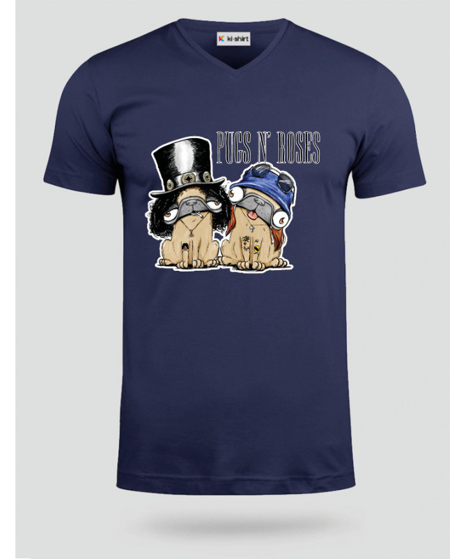 pugsnrosesdog T-shirt Scollo V