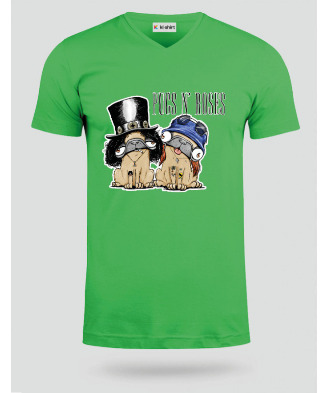 pugsnrosesdog T-shirt Scollo V