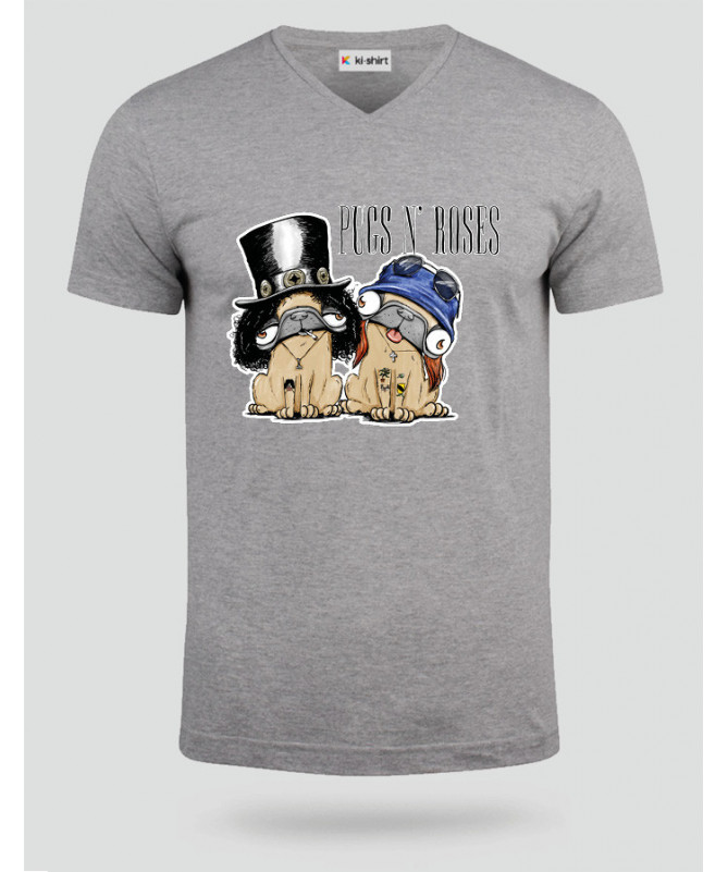 pugsnrosesdog T-shirt Scollo V