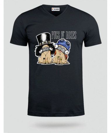 pugsnrosesdog T-shirt Scollo V
